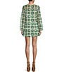 Color:Blue/Green - Image 2 - Twiggy Crochet Lace Granny Square Long Sleeve Shift Dress