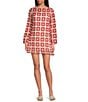 Chelsea & Violet Twiggy Square Neck Long Sleeve Crochet Lace Dress, Color:Red/Pink - Image 1