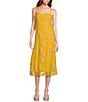 Color:Lemonade - Image 1 - Vienna Embroidered Lace Straight Neck Sleeveless Midi Dress