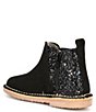 Color:Black - Image 3 - Girls' Suede Glitter Chelsea Booties (Toddler)