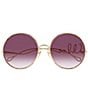 Chloe Women's Iconic 60mm Gradient Round Sunglasses, Color:Shiny Endura Gold/Red - Image 2