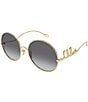 Chloe Women's Iconic 60mm Gradient Round Sunglasses, Color:Shiny Endura Gold/Grey - Image 1