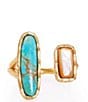 Christina Greene Deco Twin Stone Turquoise/Pearl Ring - Image 1