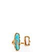 Christina Greene Deco Twin Stone 18K Turquoise/Pearl Ring - Image 1