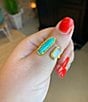 Christina Greene Deco Twin Stone 18K Turquoise/Pearl Ring - Image 2