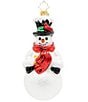 Christopher Radko Winter Cardinal Snowman Glass Ornament - Image 1