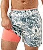 Color:Dusty Blue - Image 1 - 5.5#double; Inseam Printed Classic Swim Trunks