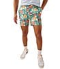 Color:Navy - Image 1 - Basils Everywear 6#double; Inseam Tropical Printed Shorts