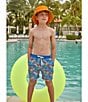 Color:Bright Blue - Image 3 - Big Boys 7-20 Family Matching Tropical Bunches Swim Trunks