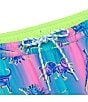 Color:Turquoise/Aqua - Image 2 - Family Matching Dino Magic Print Classic 5.5#double; Inseam Swim Trunks