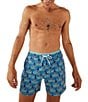 Color:Navy - Image 1 - Fan Out Classic 5.5#double; Inseam Swim Trunks