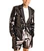 Chubbies Flippable Sequin Embellished Long Sleeve Blazer, Color:Black - Image 1