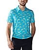 Color:Turquiose/Aqua - Image 1 - Fly Dolphins Printed Short Sleeve Polo Shirt