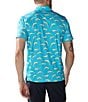 Color:Turquiose/Aqua - Image 2 - Fly Dolphins Printed Short Sleeve Polo Shirt