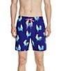 Color:Navy - Image 1 - Fowl Printed 7#double; Inseam Swim Trunks