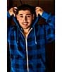 Chubbies Long Sleeve Mariners Buffalo Plaid Fleece Hooded 5.5#double; Inseam Onesie, Color:Bright Blue - Image 3