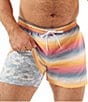 Chubbies Malibu Sunsets Classic 4#double; Swim Trunks, Color:Blue/Orange Gradient Stripe - Image 1