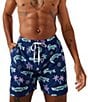 Color:Navy - Image 1 - Family Matching Neon Classic 5.5#double; Inseam Swim Trunks