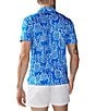 Color:Medium Blue - Image 2 - Pineapple Print Short Sleeve Performance Polo Shirt
