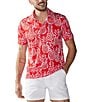 Color:Bright Red - Image 1 - Pineapple Print Short Sleeve Performance Polo Shirt