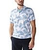 Color:Optic White - Image 1 - Plant Dad Palm Leaf Printed Short Sleeve Performance Polo Shirt