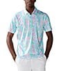 Color:Off White Multi - Image 1 - Salty Palm Short Sleeve Printed Performance Polo Shirt