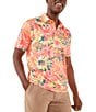 Color:Coral - Image 1 - Short Sleeve Printed Performance Polo Shirt