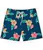 Color:Dark Blue - Image 1 - Family Matching The Floral Reef Drawstring Swim Trunks