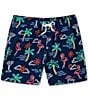Color:Navy - Image 1 - The Neon Lights 5.5#double; Inseam Stretch Swim Trunks