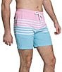Color:Pink - Image 3 - The On The Horizons 7#double; Inseam Stretch Swim Trunks