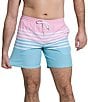 Color:Pink - Image 4 - The On The Horizons 7#double; Inseam Stretch Swim Trunks