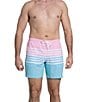 Color:Pink - Image 5 - The On The Horizons 7#double; Inseam Stretch Swim Trunks