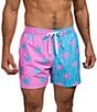 Color:Bright Blue - Image 1 - The Prince of Prints 5.5#double; Classic Swim Trunks