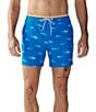 Color:Bright Blue - Image 1 - Family Matching Tides Magic Print Classic 5.5#double; Inseam Swim Trunks