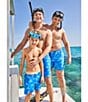 Color:Bright Blue - Image 4 - Family Matching Tides Magic Print Classic 5.5#double; Inseam Swim Trunks
