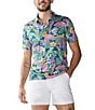Color:Navy - Image 1 - Wild Flower Printed Short Sleeve Performance Polo Shirt