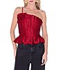 CIEBON Clarissa Asymmetrical Neck Sleeveless Sculpted Pleated Jacquard Top - Image 1