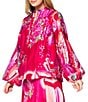 CIEBON Coordinating Fatimah Floral Print Mandarin Neck Long Sleeve Blouse, Color:Pink Multi - Image 3