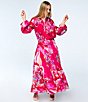 CIEBON Coordinating Fatimah Floral Print Mandarin Neck Long Sleeve Blouse, Color:Pink Multi - Image 4