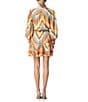 CIEBON Emerie Chevron Stripe Split V-Neck Long Sleeve Mini Dress, Color:Tangerine Multi - Image 2