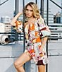 CIEBON Kaiya Printed Poplin Elastic High Waist Coordinating Shorts, Color:Pink Multi - Image 5