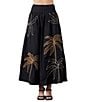 CIEBON Nuri Palm Tree Cotton Poplin Embroidered High Waist Maxi Coordinating Skirt, Color:Black/Brown - Image 1