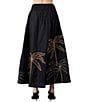 CIEBON Nuri Palm Tree Cotton Poplin Embroidered High Waist Maxi Coordinating Skirt, Color:Black/Brown - Image 2