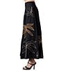 CIEBON Nuri Palm Tree Cotton Poplin Embroidered High Waist Maxi Coordinating Skirt, Color:Black/Brown - Image 3