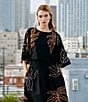 CIEBON Nuri Palm Tree Cotton Poplin Embroidered High Waist Maxi Coordinating Skirt, Color:Black/Brown - Image 4