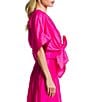 CIEBON Petite Size Clarisa V-Neck Half Sleeve Tie Front Coordinating Cropped Blouse - Image 3