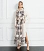 CIEBON Placement Print Point Collar Long Sleeve Button Front Maxi Dress, Color:Cream - Image 5