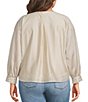 CIEBON Plus Size Cindy Topstitched Split V-Neck Long Sleeve Batwing Blouse - Image 2