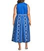 CIEBON Plus Size Leena Printed Crepe Halter Collared Neck Sleeveless A-Line Midi Dress - Image 2
