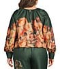 CIEBON Plus Size Peyton Floral Print Round Neck Long Sleeve Bubble Hem Coordinating Top - Image 2